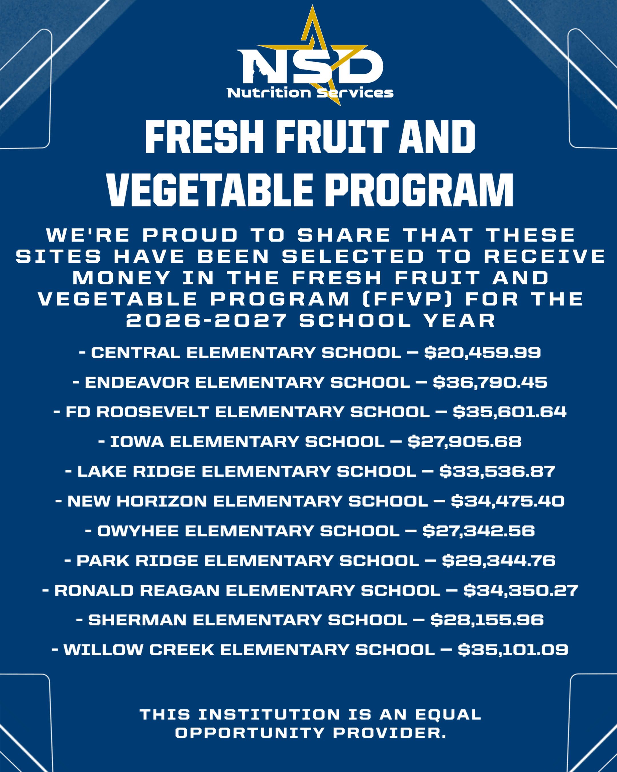 FFVP 2026 - 2027 list of schools